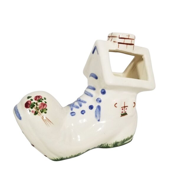 Vintage Shoe Planter Hand Painted Old Woman in a Shoe Nursery Rhyme Theme - Picture 1 of 15